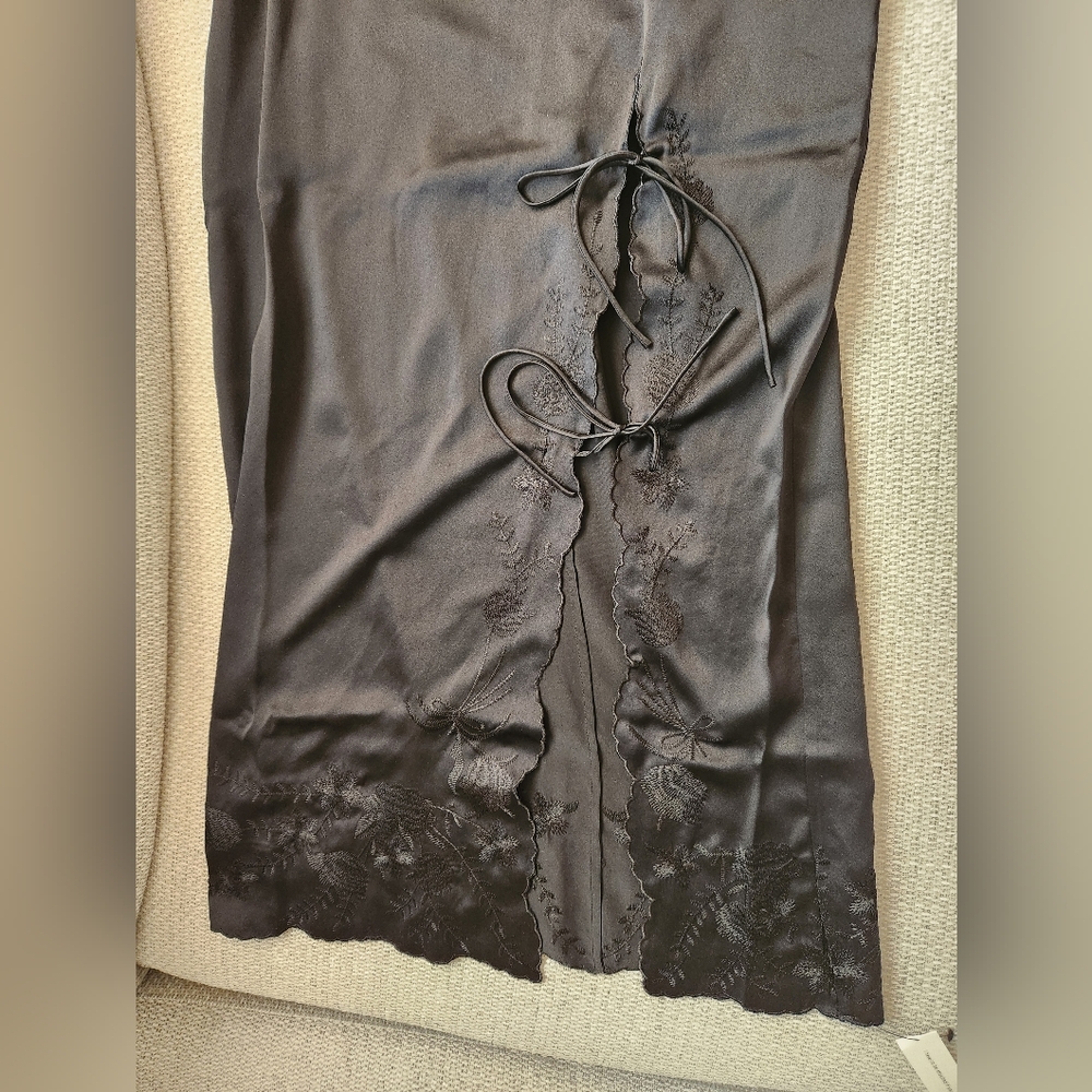 Reformation Black Mira Silk Embroidered Skirt - Picture 7 of 12